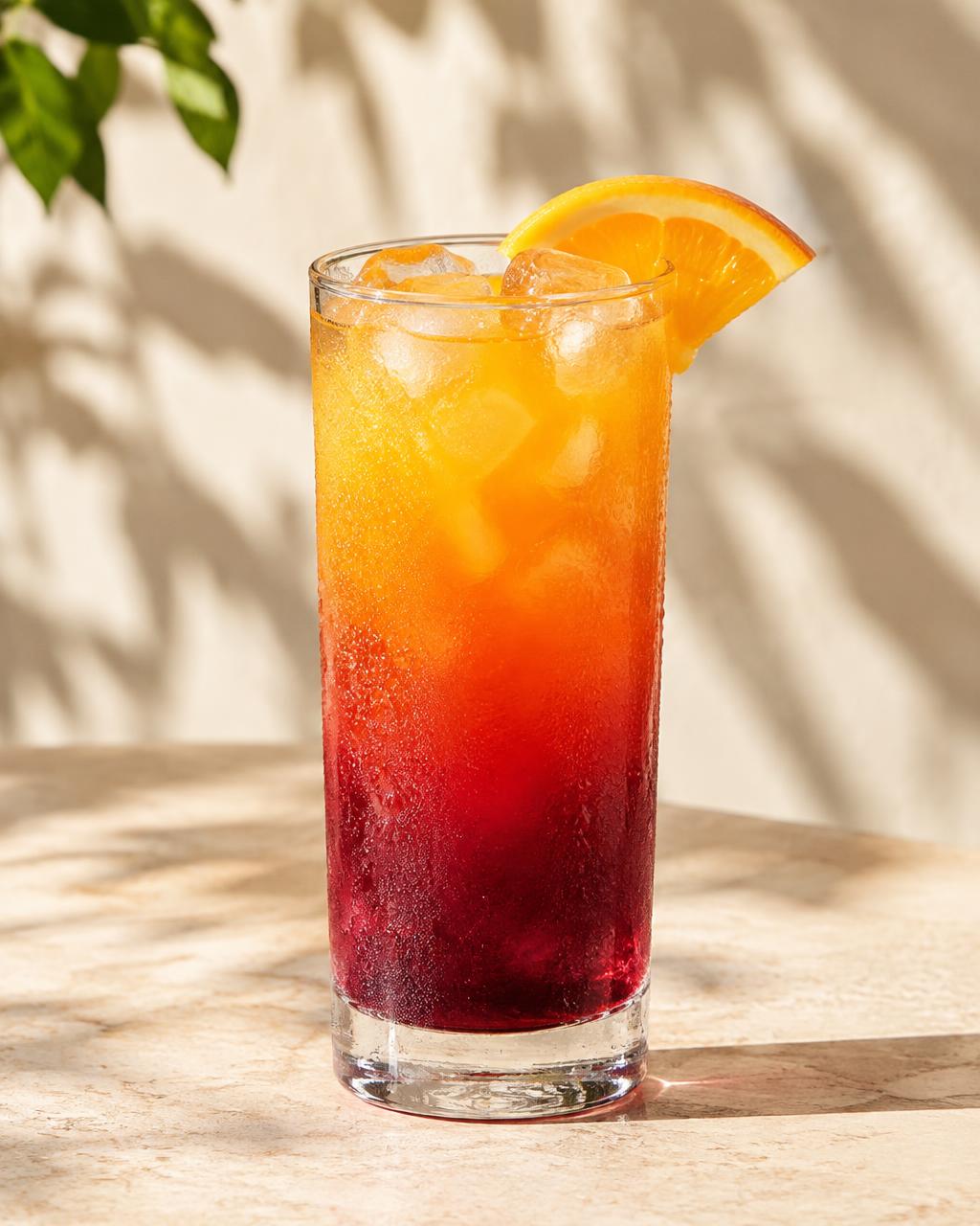 Concept image: Layered berry-orange drink